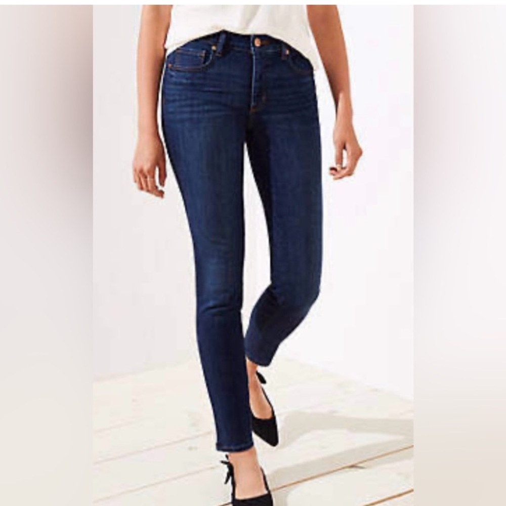 LOFT CURVY SKINNY ANKLE DENIM PANTS - Picture 1 of 9